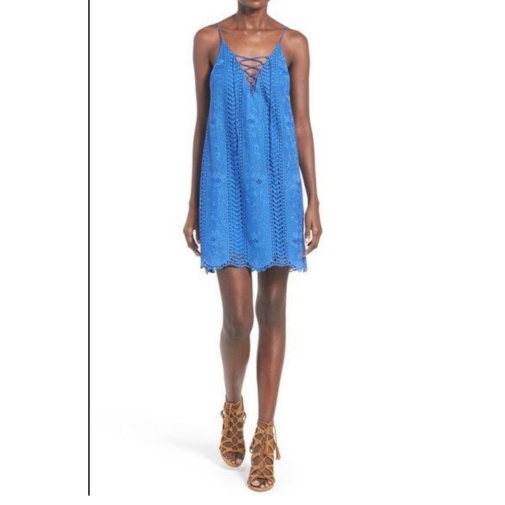 Cobalt blue lace crochet dress by Astr size medium